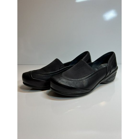 Women’s Dansko Black Leather Comfort Clogs Stretch Knit, Size 8 in US. - Picture 3 of 11